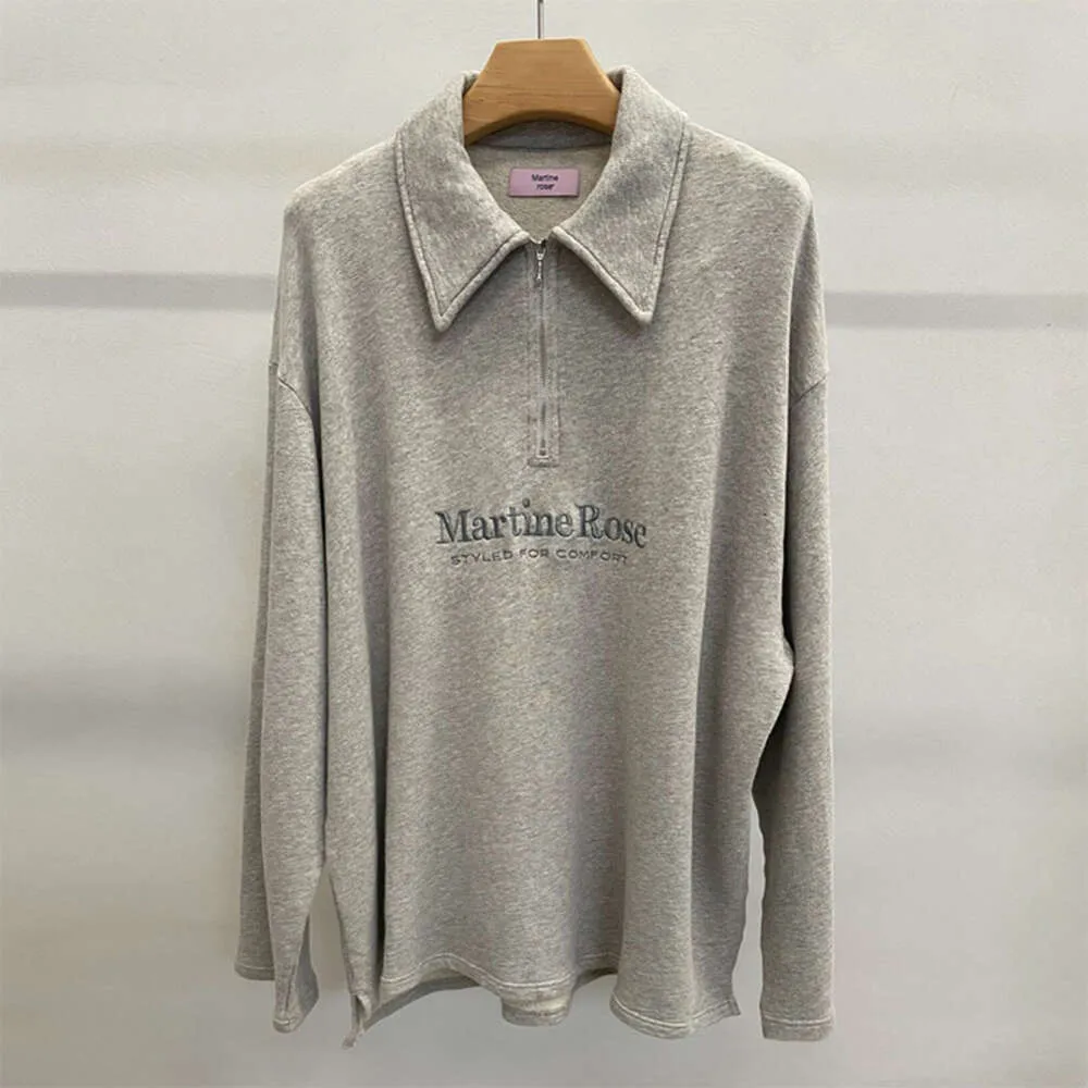 Polos masculins martine rose24 Nouveau halte tricoté polo gris gris manche longue unisexe