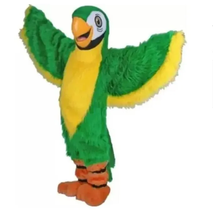 2025 Новый взрослый зеленый попугай взрослый талисман талисман костюмы для костюма костюма на день рождения вечеринка на открытом воздухе в Хэллоуин