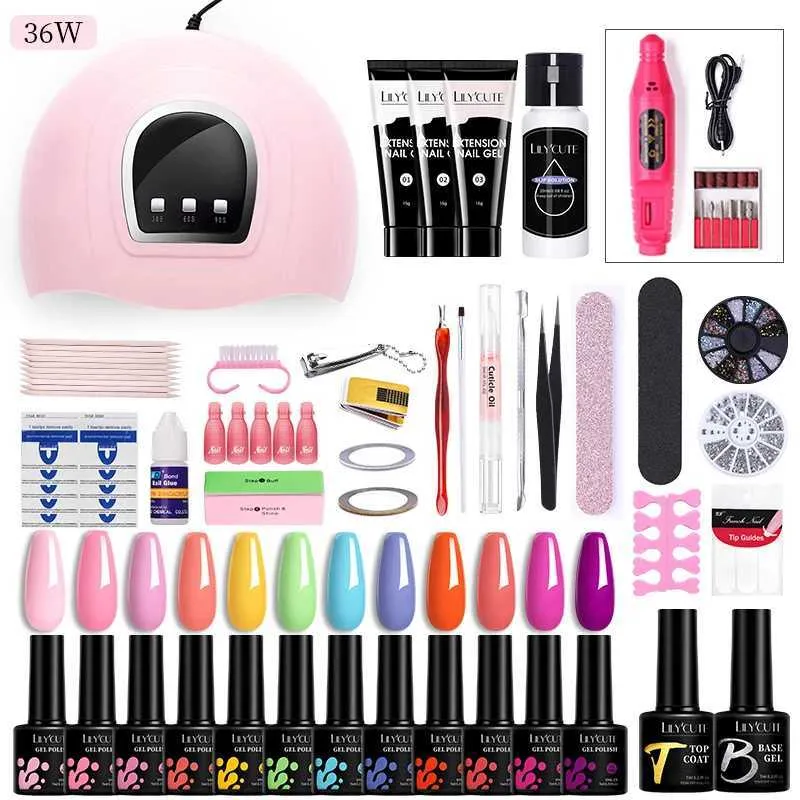 Kits de arte de uñas Manicure Set UV LED LED LED con 12 piezas de esmalte de uñas de gel.