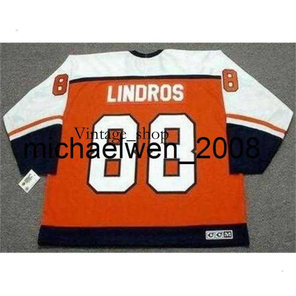 Vin Weng ERIC LINDROS 1997 CCM Turn Back Away Hockey Jersey All Stitched Top-quality Any Name Any Number Any Size Goalie-Cut