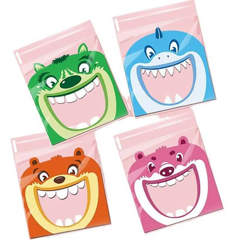 Enveloppe-cadeau 100 morceaux de grand monstre de denté requin adopt adadhesive sac de Noël biscuits bonbons emballage cadeau divorceq240511