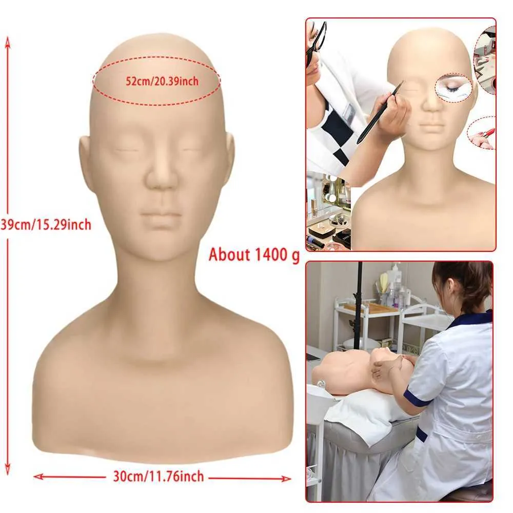 Mannequin Heads Half Body Soft Massage Model Makeup/Eyebrow Design Praining Training Dummy Head and Shoulder Doll Q240510