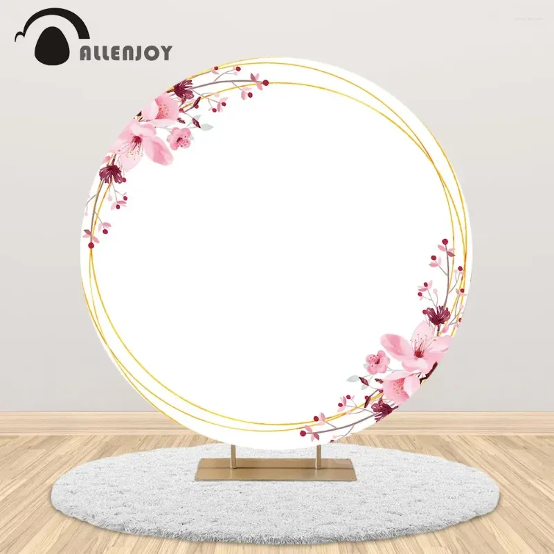 Party Decoration Allenjoy Pink Flower Chinese Style Round Circle Backdrop Covers Wedding Birthday Background Pocall Pobooth Decor Banner
