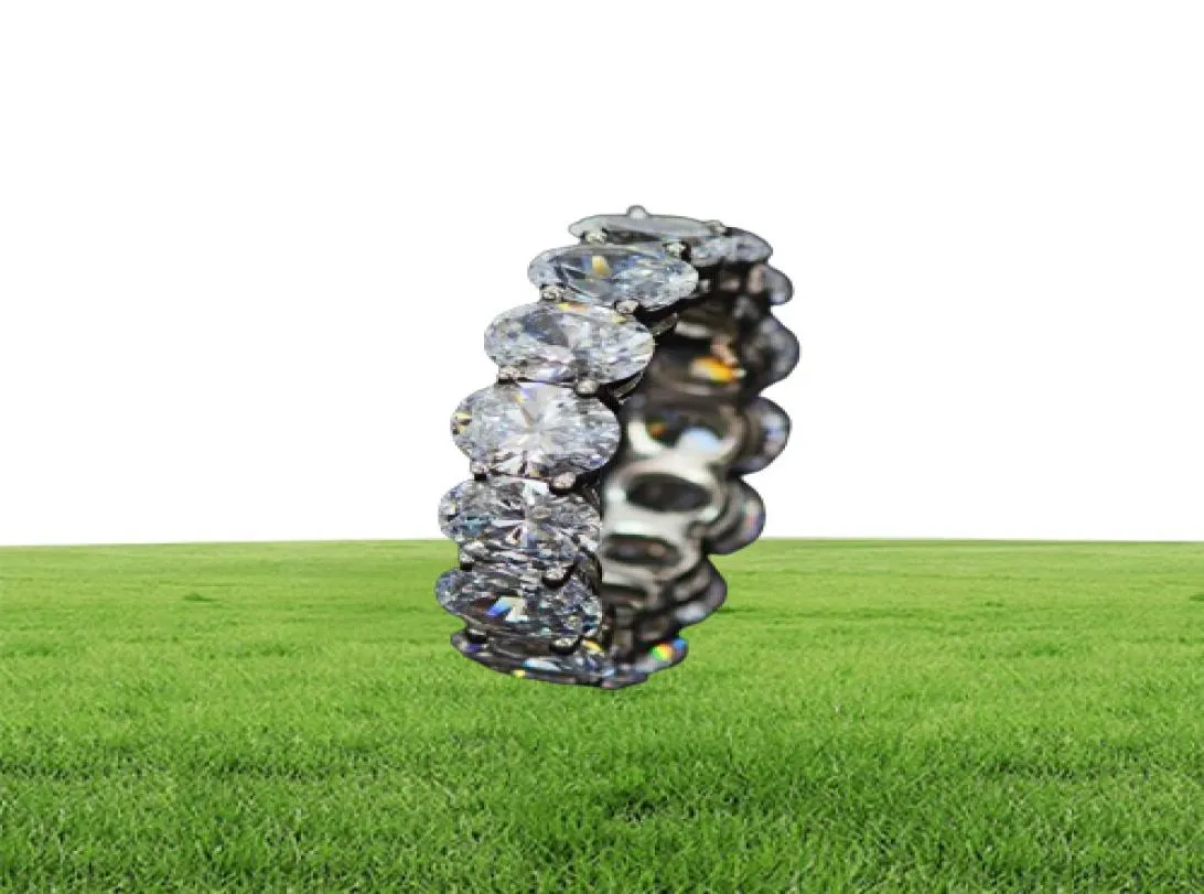 Eeuwigheid Ovaal Cut Moissanite Diamond Ring 100 Originele 925 Sterling Silver Engagement Wedding Band Rings For Women Sieraden Gift Y7169410
