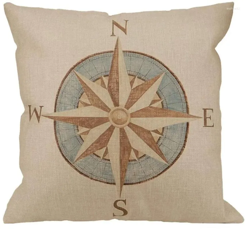 Pillow Nautical Compass Sofa Simple Home Decor Design Throw Case Covers Square 18 X Inches