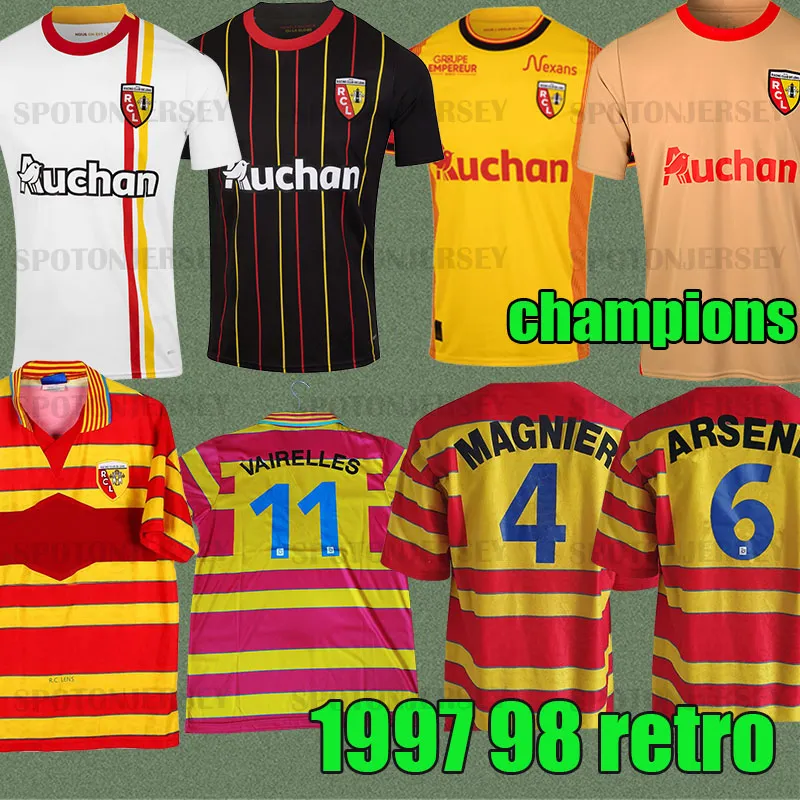 24 25 Maillot RC Lens Soccer Jerseys 2024 2025 Football Kids Maillot Lens Retro 97 98 Arsene Magnier Vairelles Lachor Sikora Lens Jersey 1997 1998 Home Retro Jersey