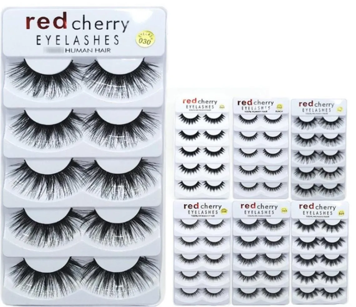 5 Pairs Red Cherry Mink eyelash Black Natural Thick False Fake Eyelashes Lashes 100 Cruelty Reusable Eye Extension Makeup To8170886