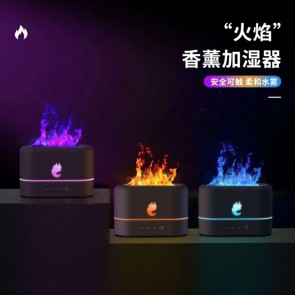 2024 Neue farbenfrohe simulierte Flamme große Kapazitätsspray Haushalte geräuschloser Aromatherapie Hine Air Feuchifizierung