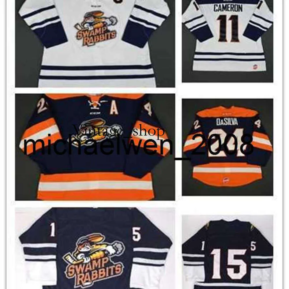 Vin Weng Wholesale Personnalisez Echl Greenville Swamp Rabbits Mens Womens Kids 11 Bretton Cameron 24 Justin Dasilva Cheap Hockey Jerseys Guetit