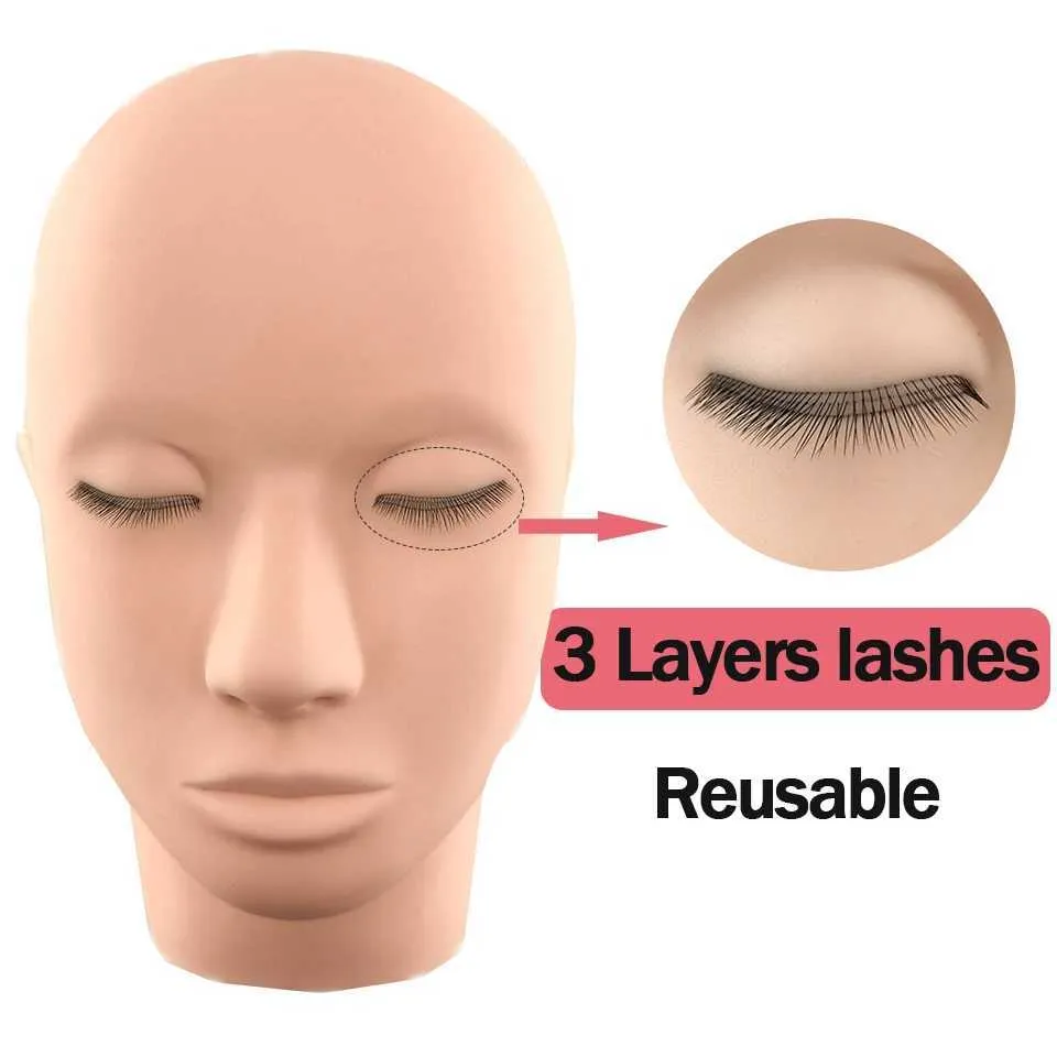 Mannequin Heads Rubber Human Body Model Head Beauty Doll Facial Makeup Tool Supplies for Eyelash Extension Löstagbar ögonmask Q240510