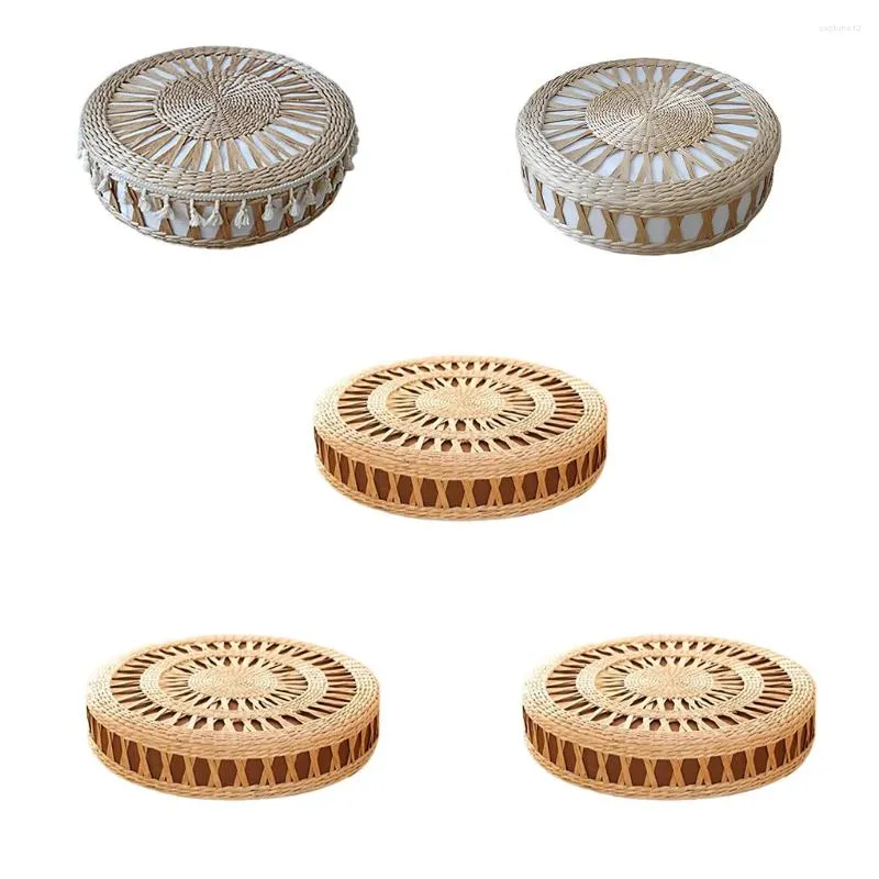 Oreiller respirant le sol doux méditation siège rond tissé futon mat ottoman meuble décoration type cadeau