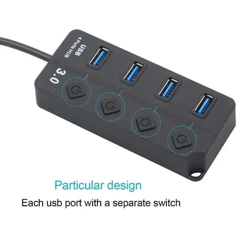 USB 3.0 Adaptateur d'alimentation 4 Port Multi USB Splitter Hub Hub Hub 2.0 USB Multiple Expander Switch Cable Hub Agking Stations