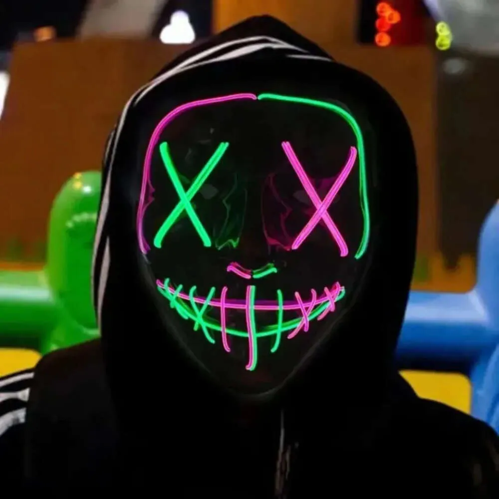 Kalte LED Black Light Halloween V-förmige Ghost Step Dance Glow Spaß Wahljahr Festival Rollenspiele Kleidungsversorgungen Party Maske 826