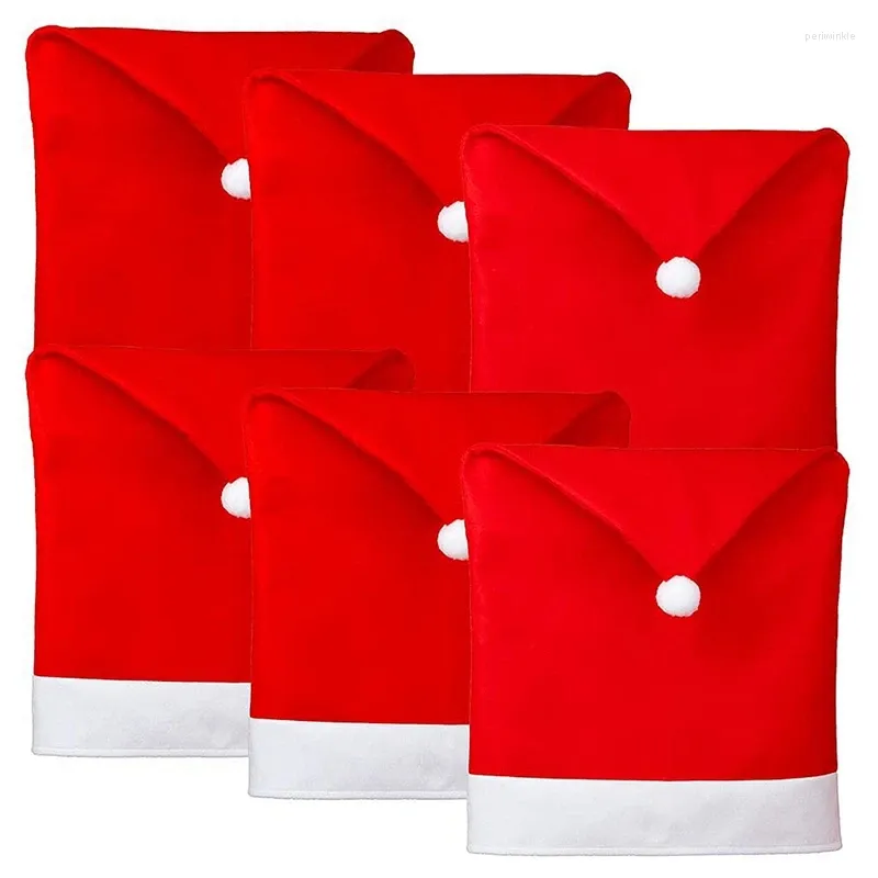 Chaves de cadeira 6 PCs Christmas Papai Noel Chapéu para sala de jantar Decorações de férias vermelhas