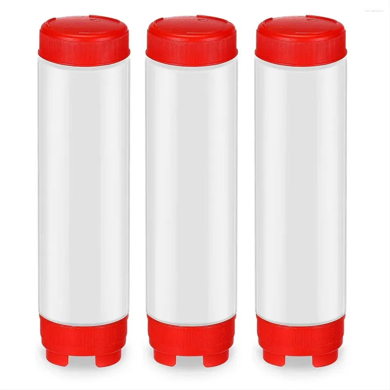 Storage Bottles 16 Oz Inverted Plastic Squeeze Refillable Tip Valve Dispenser Condiment Bottle For Sauces Ketchup