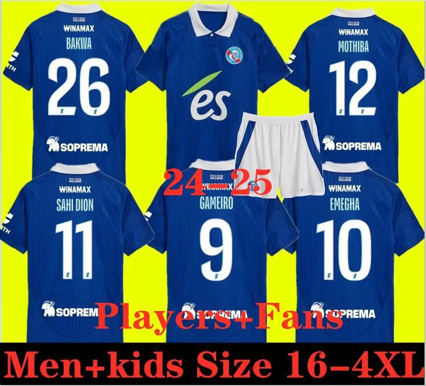 RC Strasbourg alsace futbol formaları 24 25 Bellegarde Gameiro Ajorque Maillot de Foot 3. 2024 2025 Mothiba Emegha Sahi Dion Diallo Djiku Delaine Bakwa Futbol Gömlek