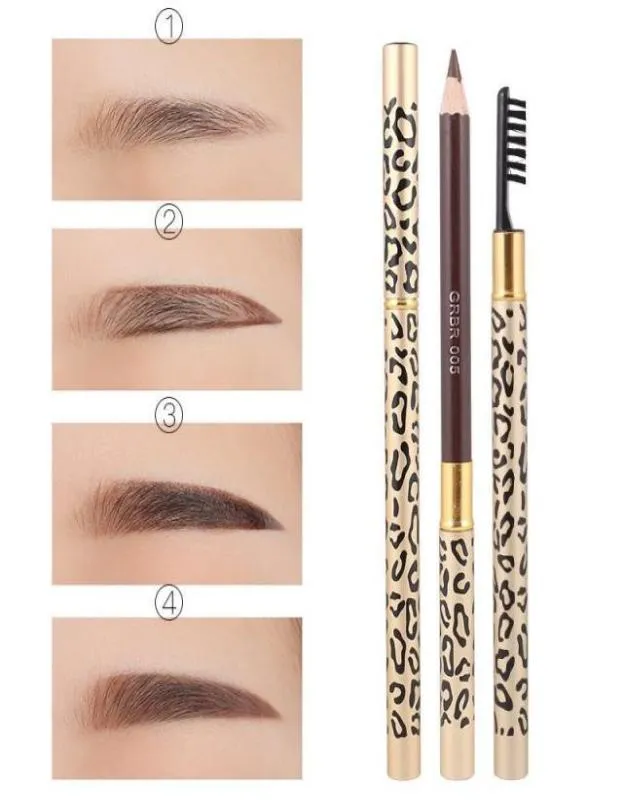 Factory Direct New Make -up Eyes Flamingos Leopard Neues professionelles Make -up Augenbrauen Bleistift Pinselbrowngray2123158