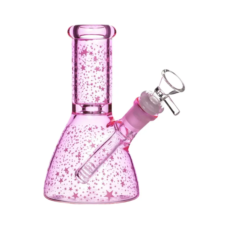 Tutti nuovi simpatici graziosi rosa addensati in vetro resistente al calore Bong Rosa Pink Design Starry Triangle Hookah Pot and Pipe