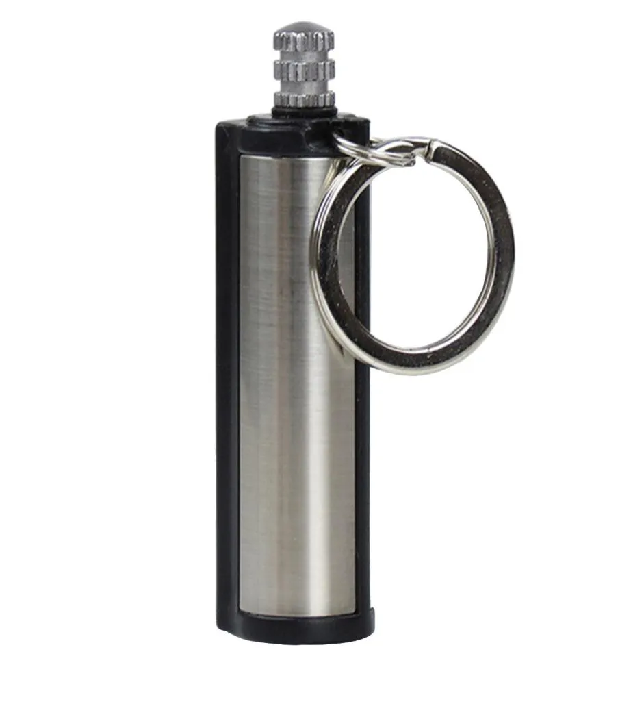 Портативный более легкий аксессуарный аксессуар для водонепроницаемых прочных сплавов металлические Flint Fire Matches Bottle Chepchain Kitchen Tools KeyChain7094499