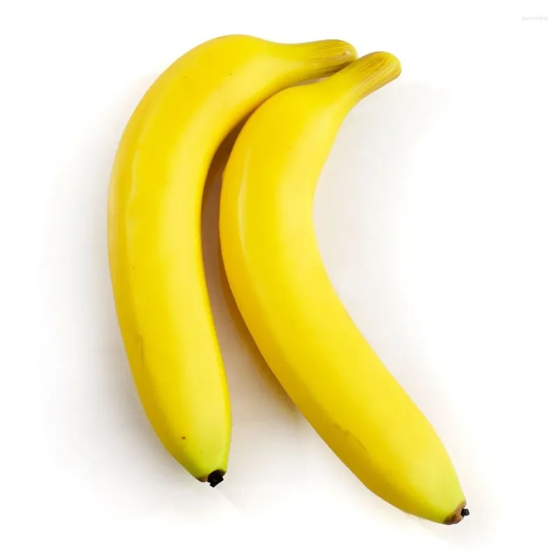 Dekoracja imprezowa 2PCS 20 cm sztuczne banany dekoracyjne plastikowe fałszywe owoce realistyczne wyświetlacz żółty 19,5 3,5 cm warzywa