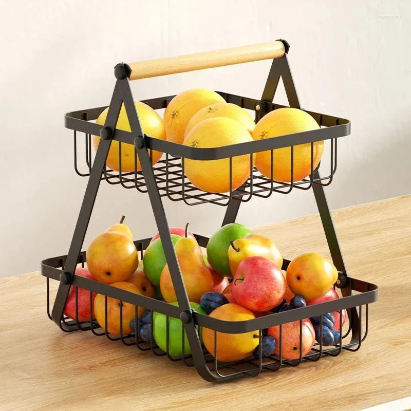 Keukenopslag 2/3 Laag fruitmand Groentetop Rack Spice Snack Box geschikt voor badkamer