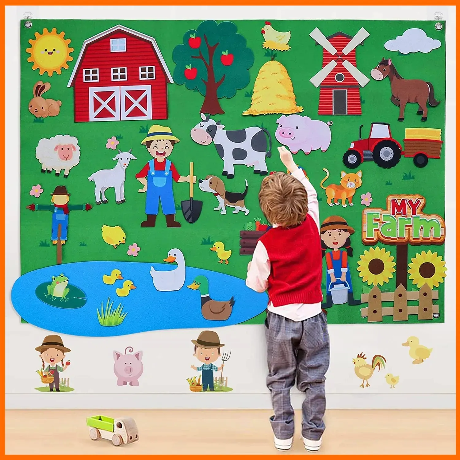 Animal Felt Story Board Collection for Farm Animals Kindergarten och Farmhouse Theme Early Learning Story Interactive Game 240511