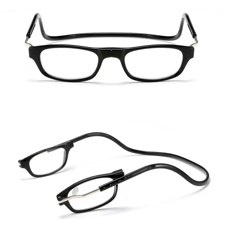 Nya Clic Reading Glasses Magnet Stone On Nose Fashion Reading Eyewear Hang Neck 3 Färger Billiga grossistglasögon Shop