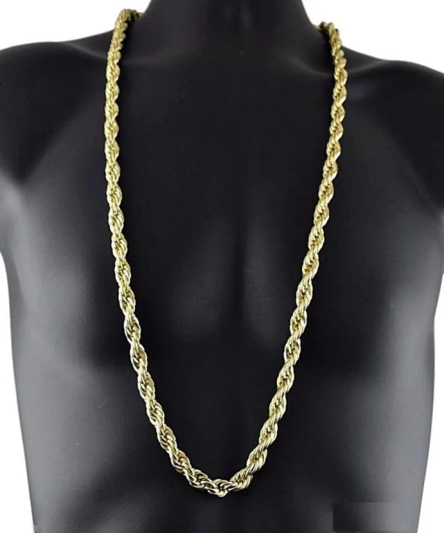 8 mm d'épaisseur 76 cm de long corde solide chaîne ed ed 24k Gold Silver plaqué Hiphop Ed Chain Collier pour MENS3806232