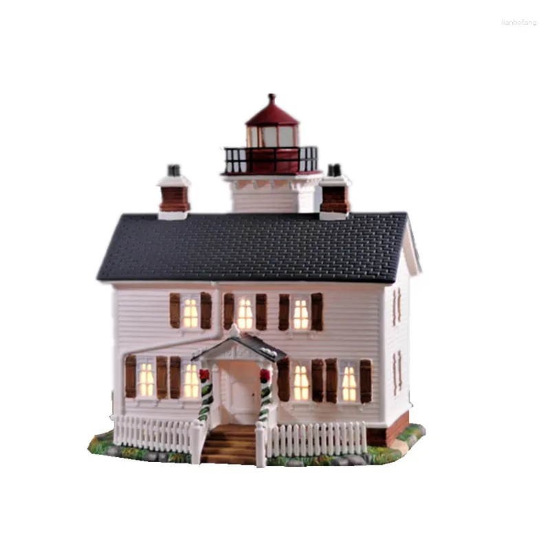 Decorative Figurines Ceramic European Manor Town Night Light Hand Painted White House Home Decorations Gift Decoration