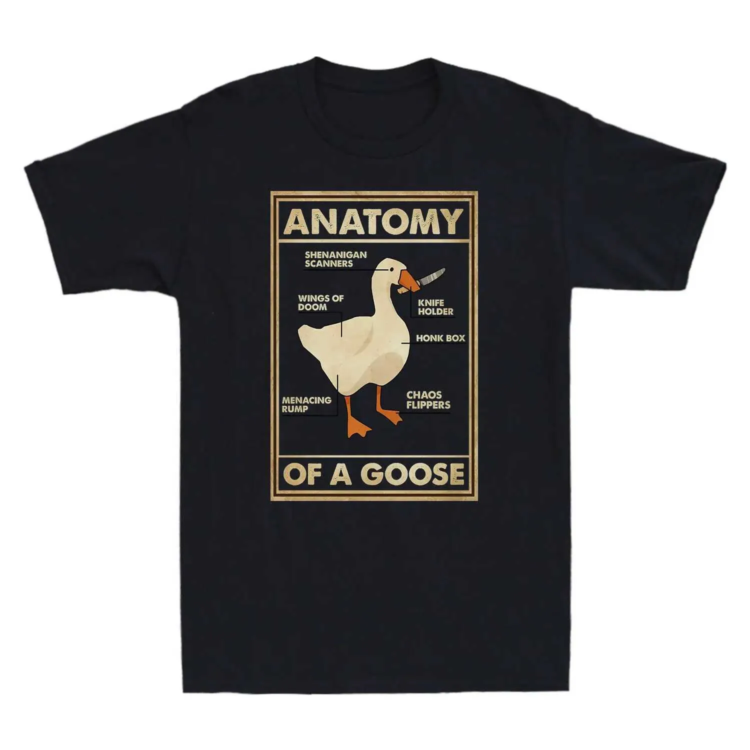 Men's T-Shirts Kawaii Anatomy of A Goose Graphic T Shirt Funny Duck Gaming Gamer Retro Men Women Tops Creative Gothic Male Ts Ropa Hombre T240510