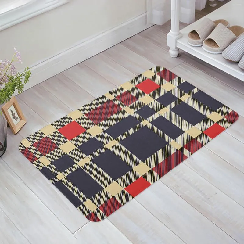 Teppiche klassische Plaid moderne Streifen Schlafzimmer Bodenmatte Home Eingangs Fußmat Küchenbadezimmertür Dekoration Teppich Anti-Schlupf-Fuß Teppich