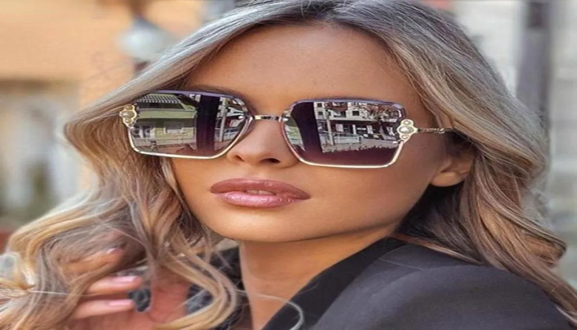 Gafas de sol para mujeres Half Frame Luxury Women Pearl Square Fashion Shades UV400 Glasias Vintage Fashion Eyewear3896981