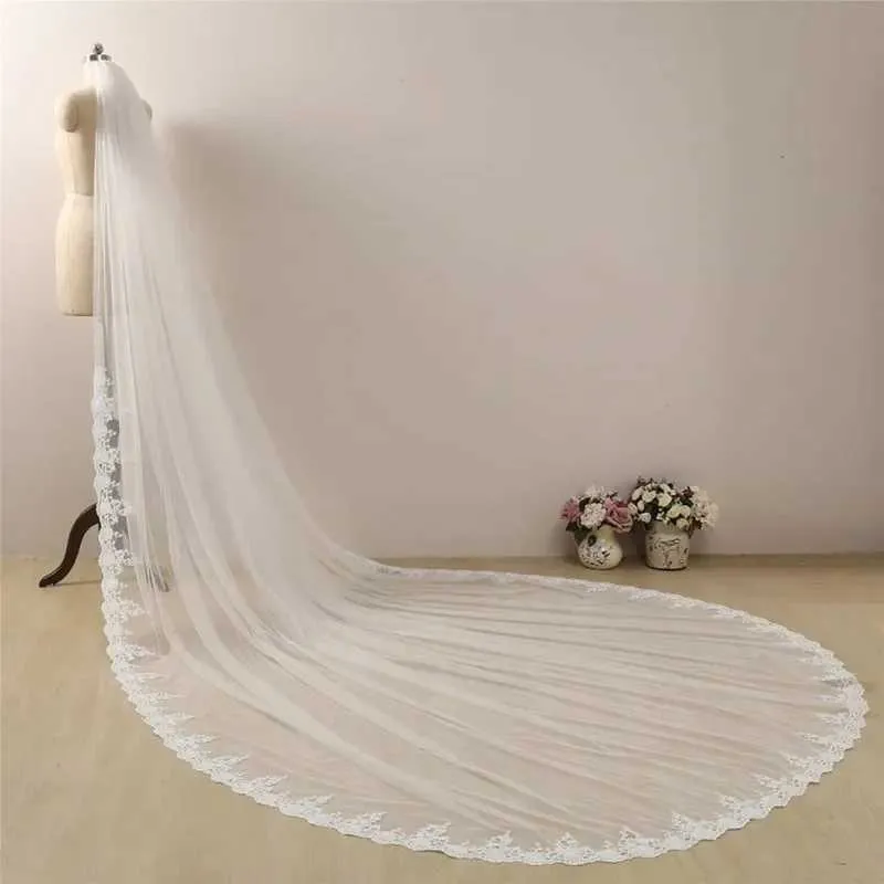 Gioielli per capelli Lungo pizzo 2,5 m Velo da sposa avorio con pettine Fard Sposa Copricapo Accessori da sposa_voghion.com