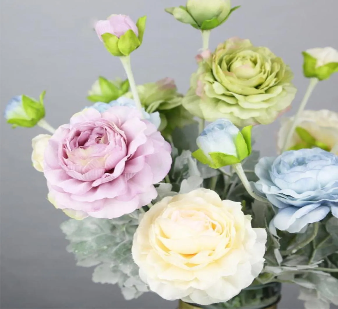 Bloom Yapay Sahte Peonies İpek Çiçekler Bir Düğün Ev Dekorasyonu Mavi Dahlia Çiçekleri Lotus Akıllı Yapraklar STEM3703894