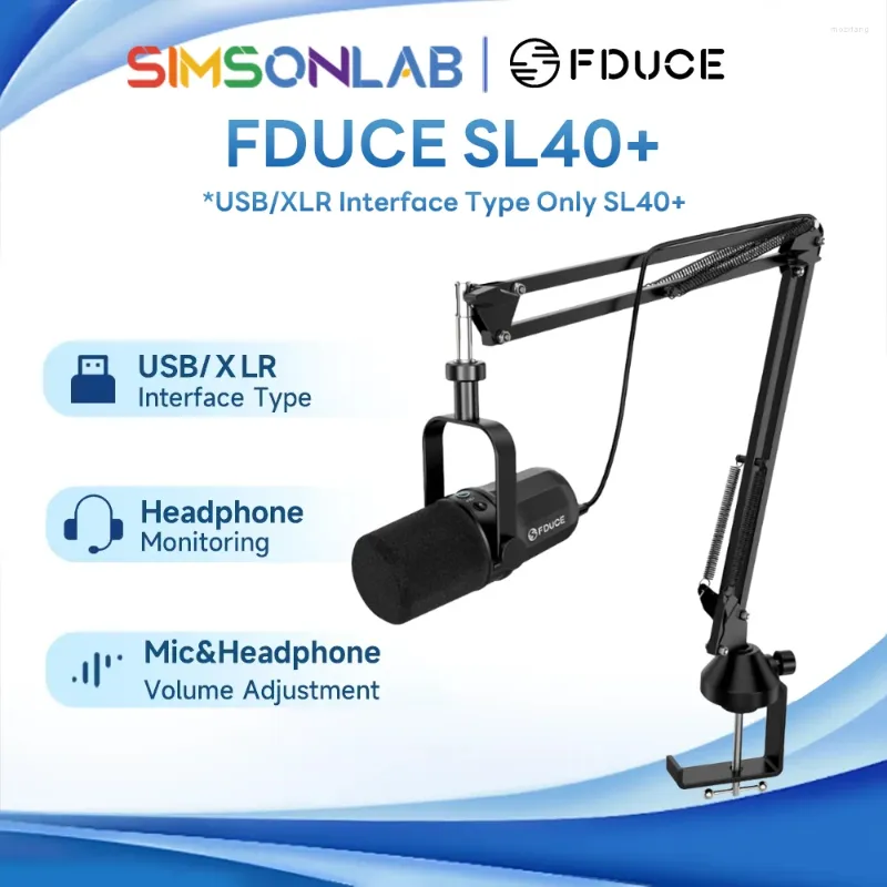 Mikrofoner FDUCE SL40 USB/XLR Dynamic Microphone Kit med armstativ/inbyggd headsetutgång/ljudisolering för PC PS5/PS4-mixer