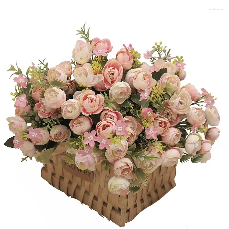 Fleurs décoratives 2pc mini rose Silk Thé artificiel Rose Fleur Small Bud Bouquet Vase Mariage Home Party Decoration Christmas Scrapbooking