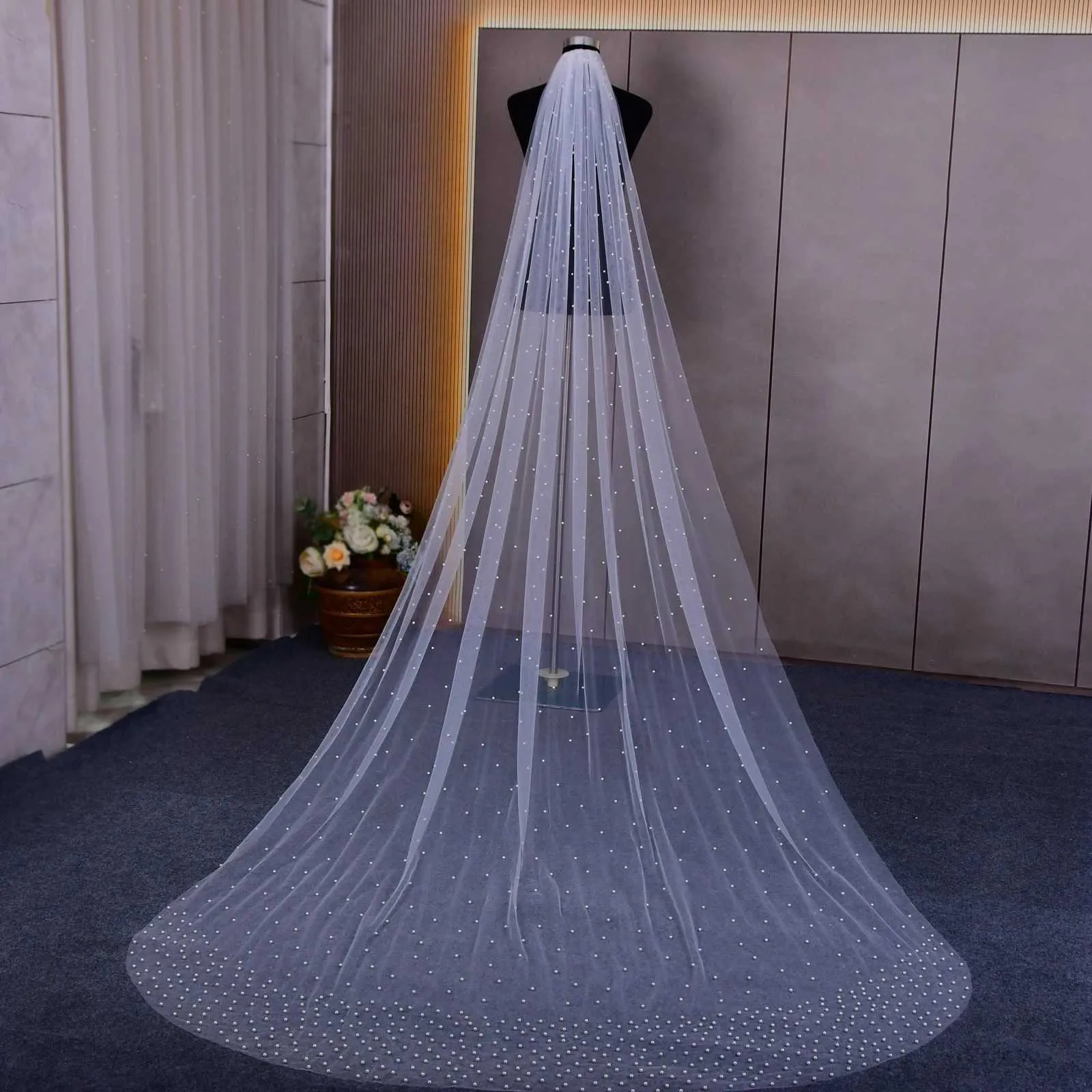 Gioielli V10 Perle Veli da sposa 1 livello Velo Denso su e giù Accessori per capelli Spose Mantiglia da sposa per la Chiesa_voghion.com