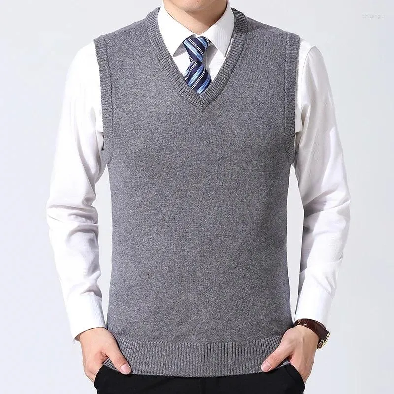 Мужские жилеты осенние мужские свитер жилеты мода бренда вязаная рукавочная рукавок. Пуловые мужские мужские свитера дизайнер шерстяной мужчина одежда