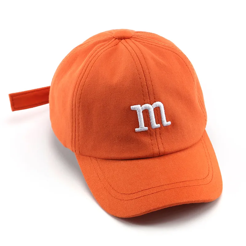 Litera M Haftowana czapka baseballowa Baby Solid Color Snapback Hat dla dziewcząt chłopców wiosna swobodna kapelusz maluchów