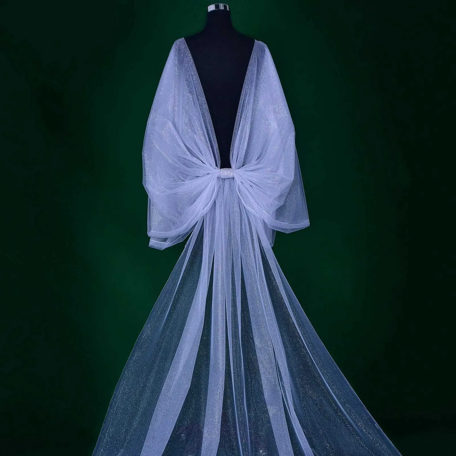 Hair Jewelry Womens Cape MZB04 Sparking Capes Veil Bridal Shawls Accessories Bride Bolero Sier Jacket Removable Strap_voghion.com