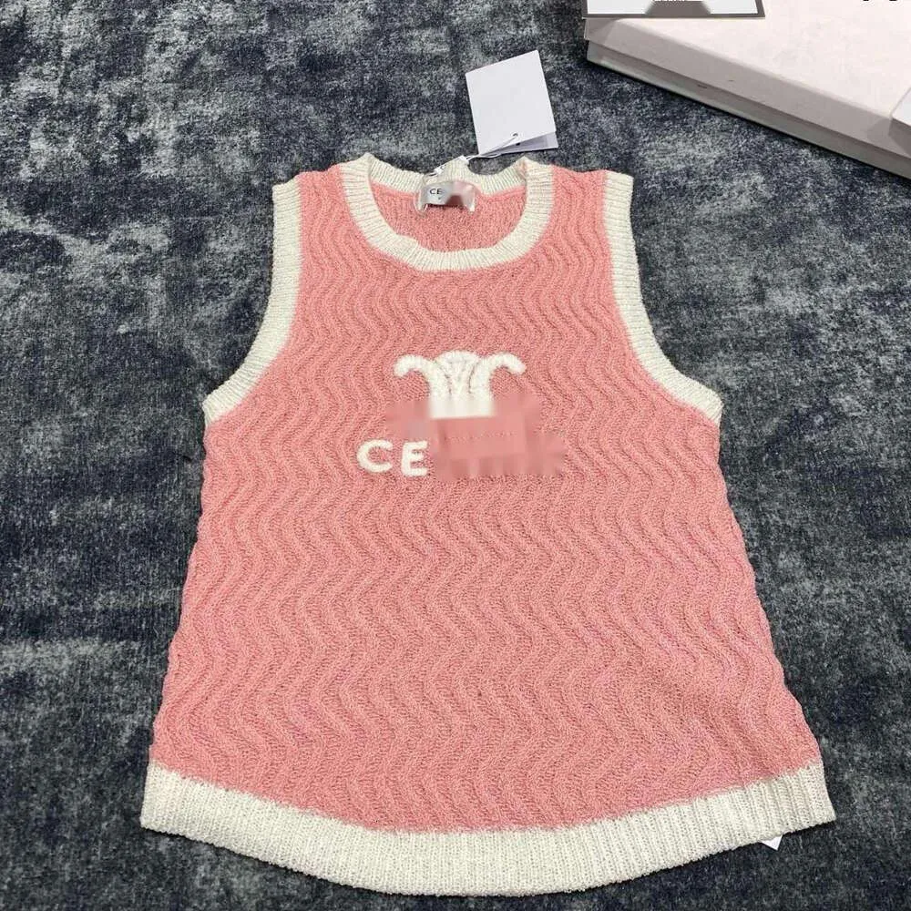 Kadın Tankları Camis Tasarımcı Celinnes Yelek Zafer Kemeri Tank Top Lüks Moda Kolsuz Erken Sonbahar Yeni Pileli Örme Top yeleği kısa kollu örgü