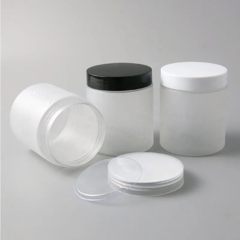 20 x 250g 250 ml Pottes de compagnie Frost Contenants avec des couvercles en plastique à vis 250cc 833 oz Emballage cosmétique de crème transparente vide OHOPX