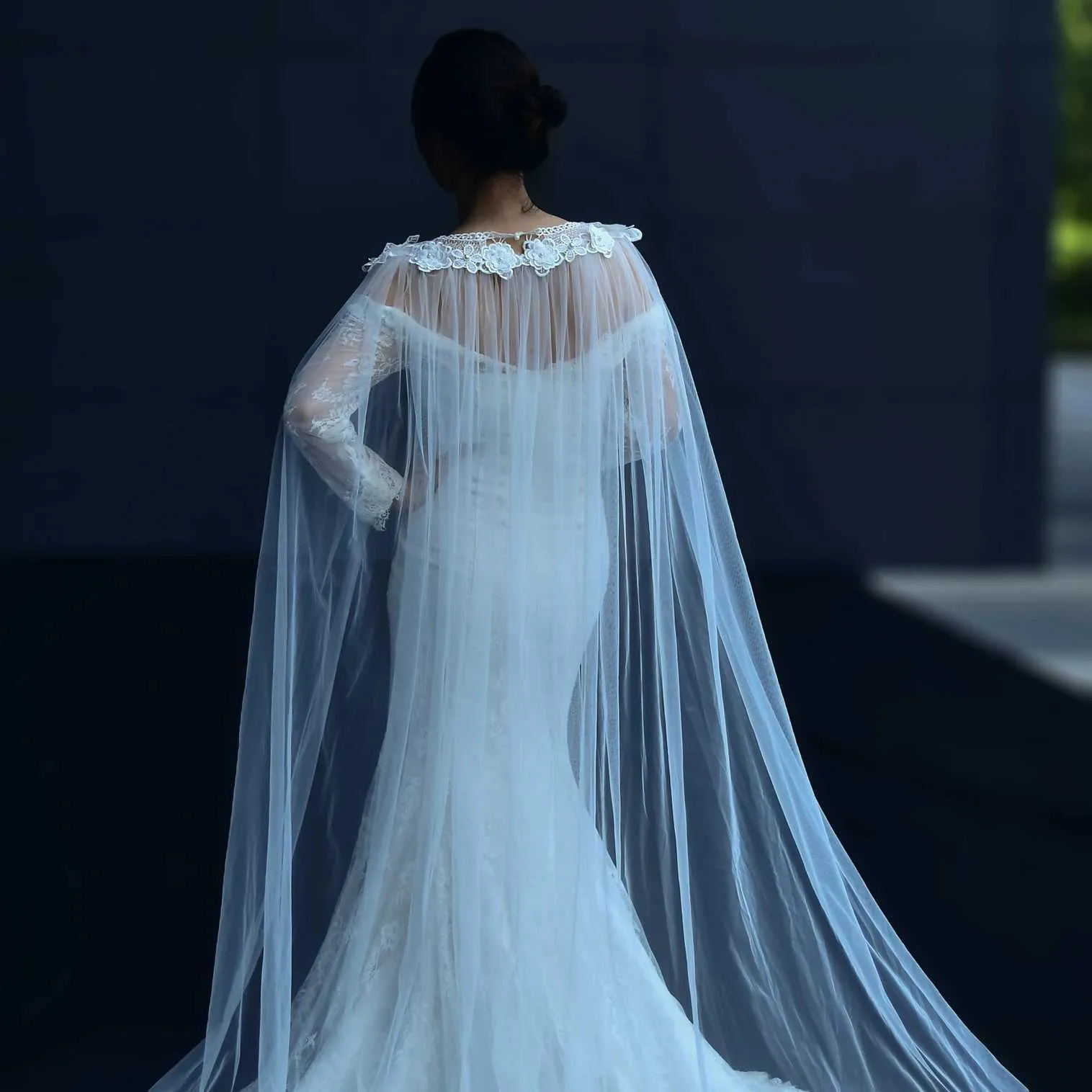 Hair Jewelry Womens VG18 Long Cloak Evening Cape Veil Jacket for Women Large Size Bolero Bridal Soft Tulle Shawl Wedding_ipsvogv.com
