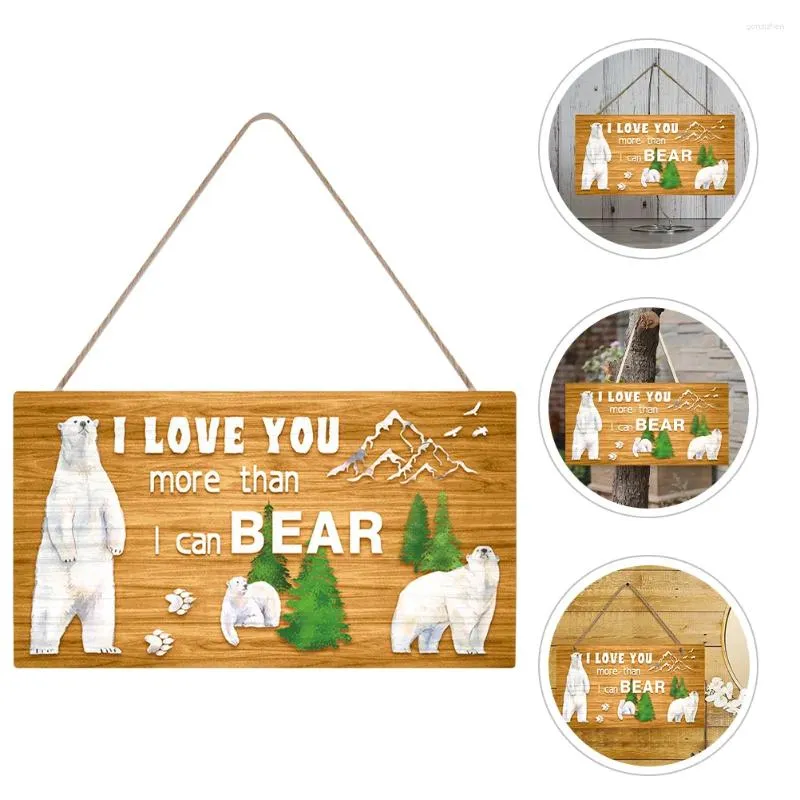 Decorative Figurines 2 Sets Wooden White Bear Sign Bedroom Decore Wall Household For Office Door Porch