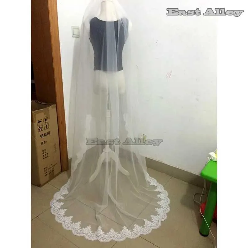 Haarschmuck Elegante Accessoires Lange 2M Hochzeit Spitze Brautschleier mit Kamm veu de noiva longo_voghion.com