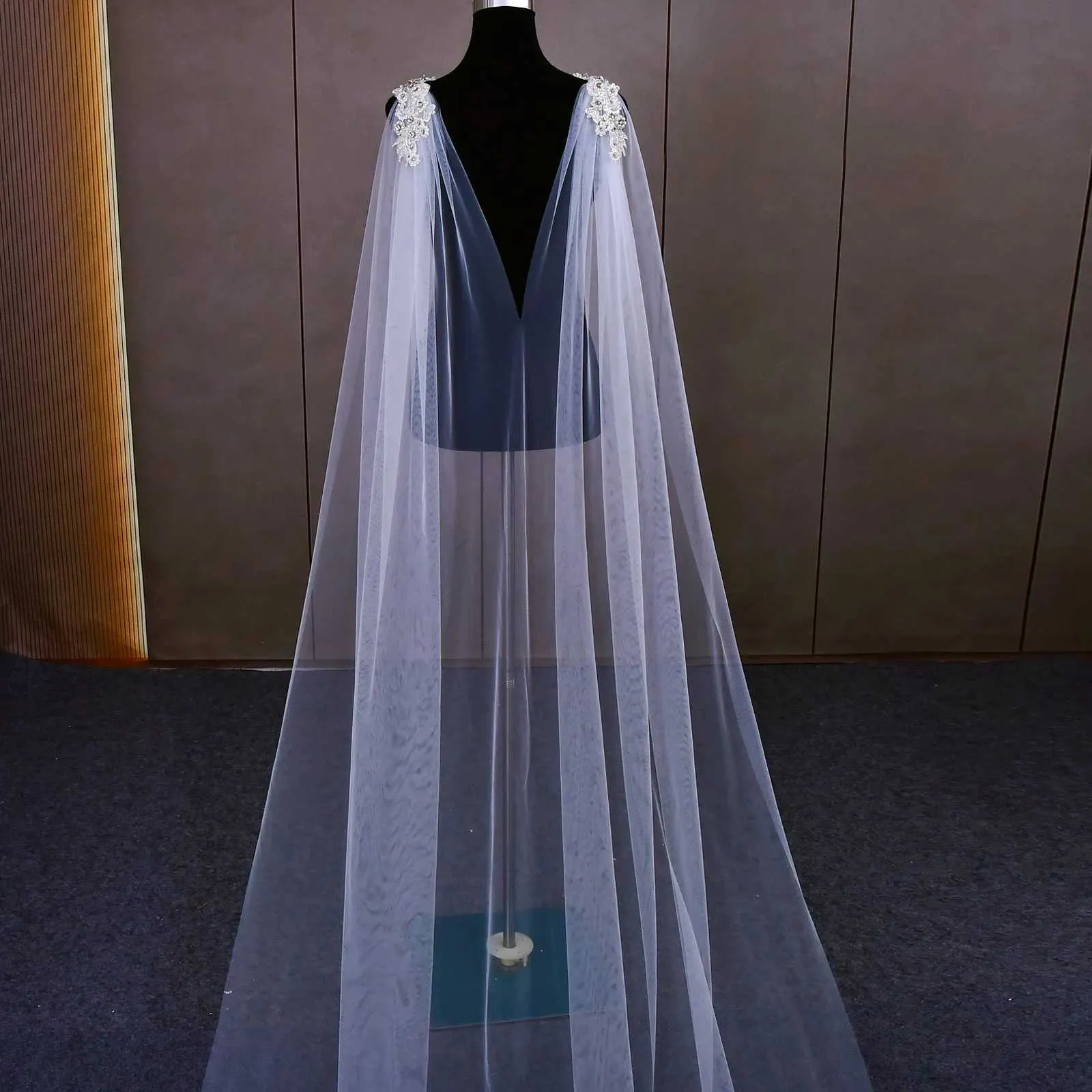 Bruids cape sluier voor dames bruiloft schouderbedekking tule_voghion.com