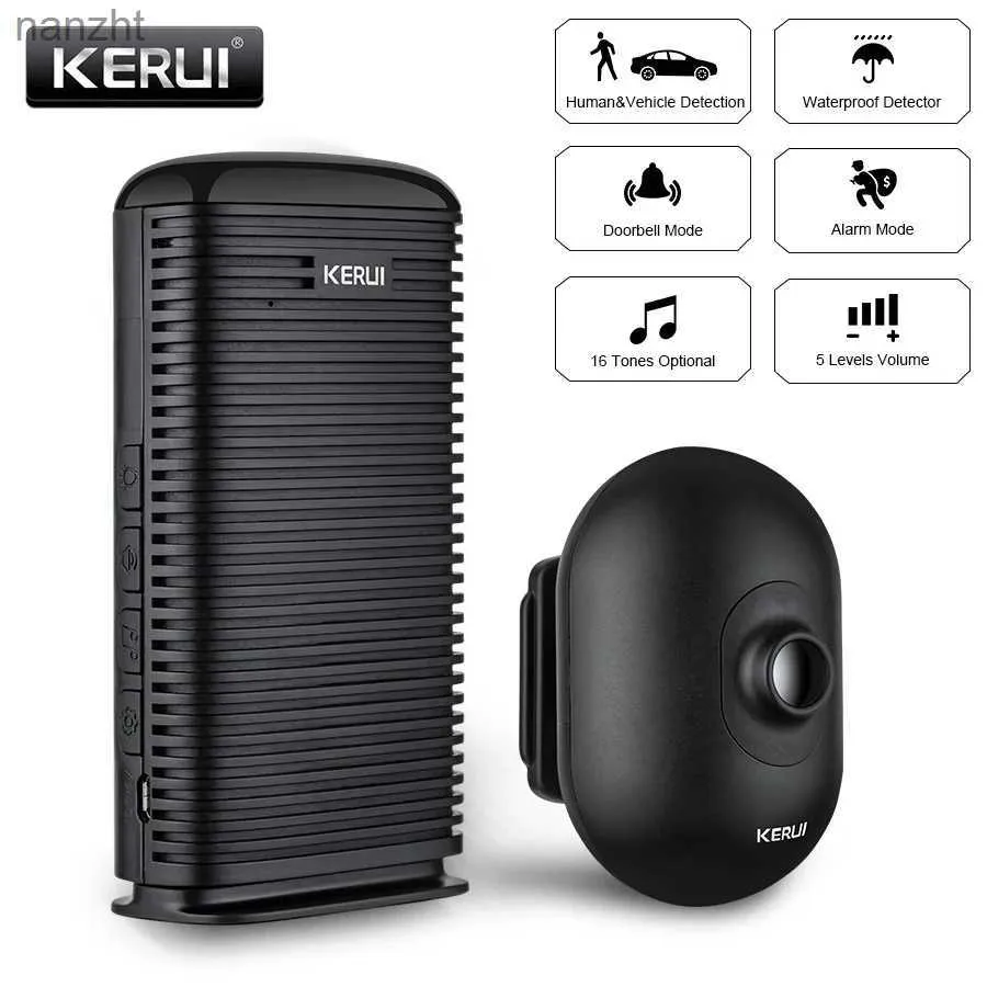 Alarm Systems Kerui DW9 Garage Alarm Trådlös körfält Välkommen inbrottslarm Vattentät utomhus PIR Motion Sensor Detector Safety Protection WX