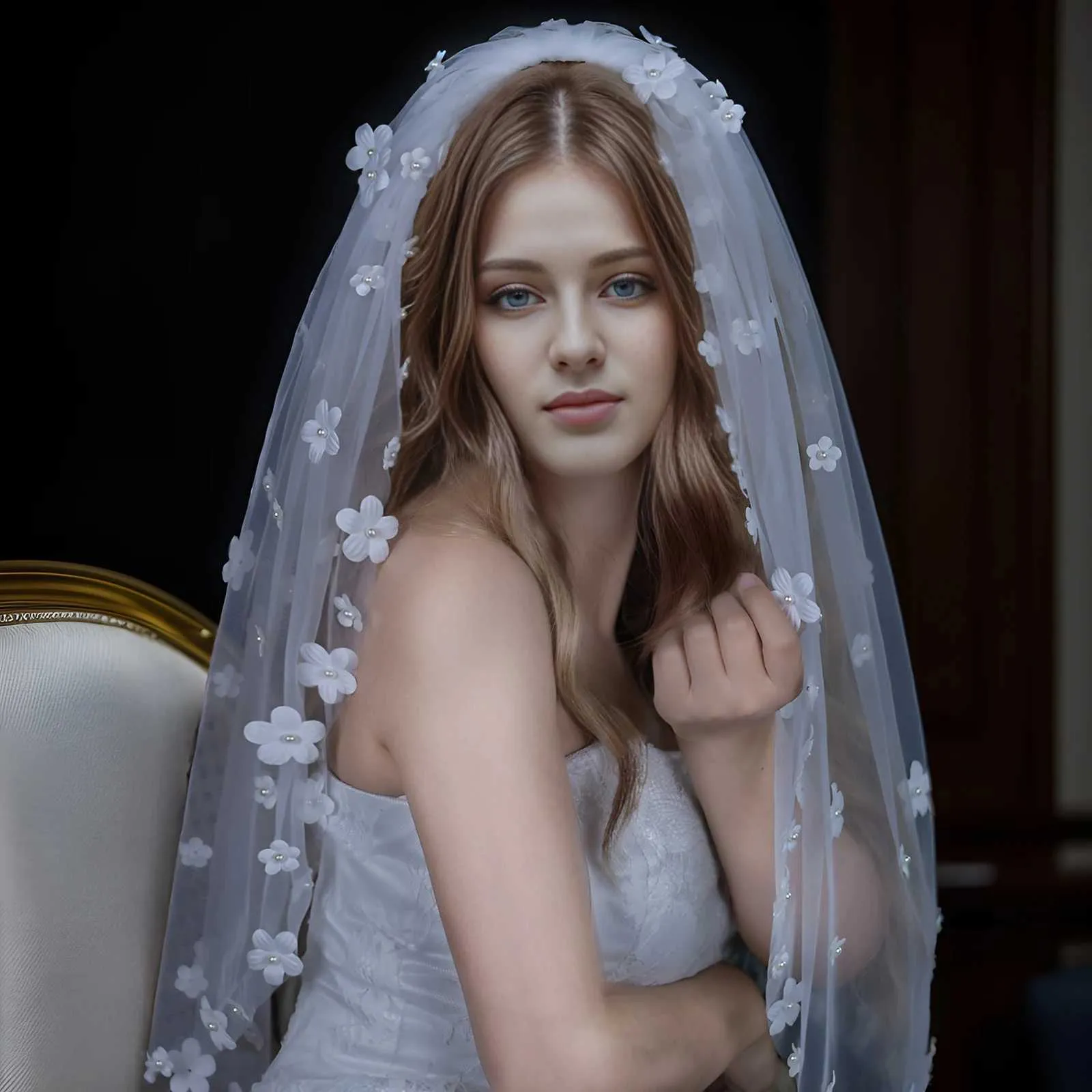 Gioielli per capelli Corti Matrimonio Fiori 3D Comunione Ghirlanda Ragazze Mini Velo da sposa Addio al nubilato Accessori per_voghion.com