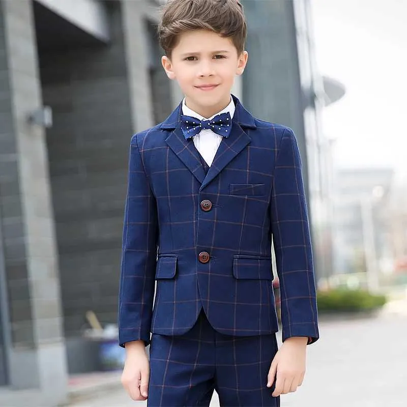 Suits Formal School Suits for Weddings Flower Boys Blazer Jacket Shirt Vest Pants Tie 5pcs Tuxedo Kids Prom Party Dress Clothing Sets