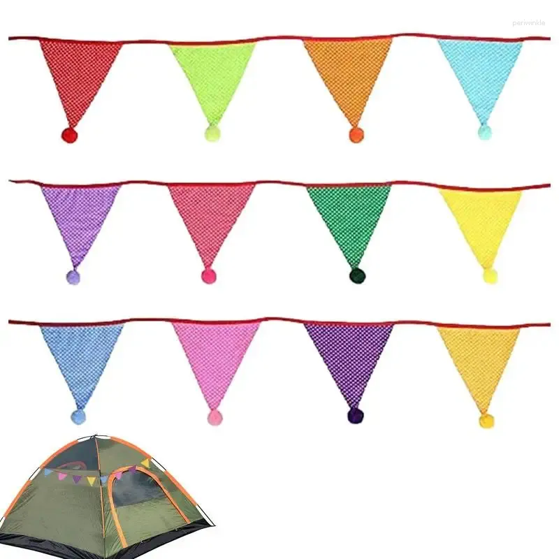 Party Decoration Pennant Banner Flags Double-Sided Cotton Pennants Bunting Garland Triangle For Birthday And Festival Classroom Hanging